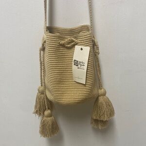 Artisan Woven Crossbody Bag in Tan